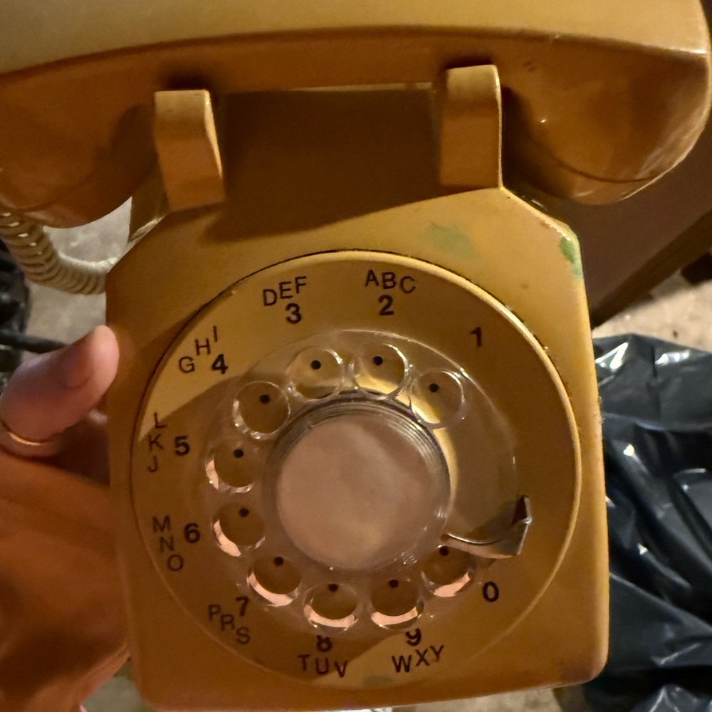 Vintage Yellow Rotary Dial Telephone